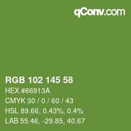 Color code: RGB 102 145 58 | qconv.com