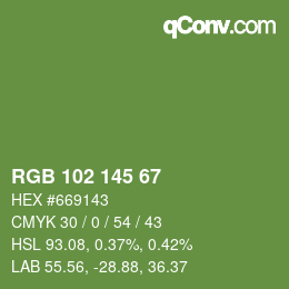 Color code: RGB 102 145 67 | qconv.com