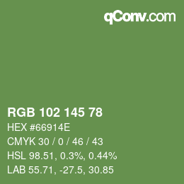 Color code: RGB 102 145 78 | qconv.com