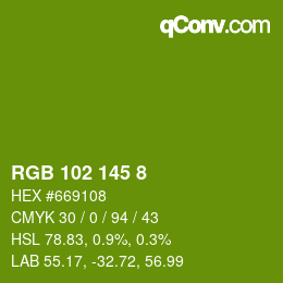 Color code: RGB 102 145 8 | qconv.com