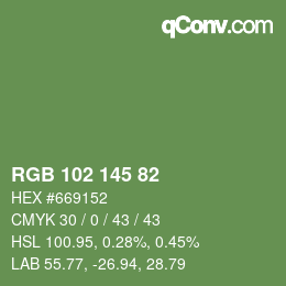 Color code: RGB 102 145 82 | qconv.com