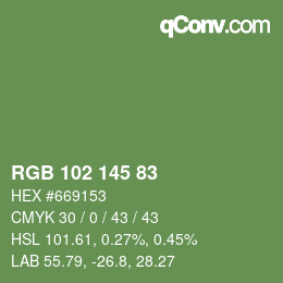 Color code: RGB 102 145 83 | qconv.com