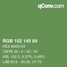 Color code: RGB 102 145 84 | qconv.com