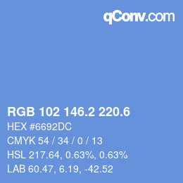 カラーコード: RGB 102 146.2 220.6 | qconv.com