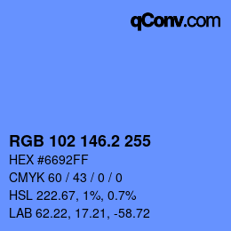 Color code: RGB 102 146.2 255 | qconv.com