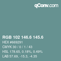 カラーコード: RGB 102 146.6 145.6 | qconv.com