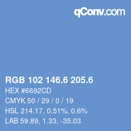 カラーコード: RGB 102 146.6 205.6 | qconv.com