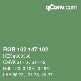 Color code: RGB 102 147 102 | qconv.com