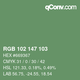 カラーコード: RGB 102 147 103 | qconv.com