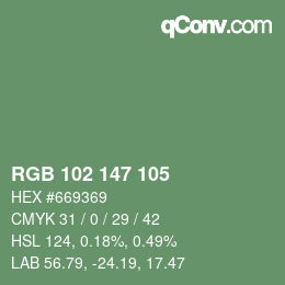 Color code: RGB 102 147 105 | qconv.com
