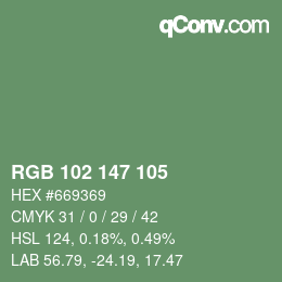 Color code: RGB 102 147 105 | qconv.com