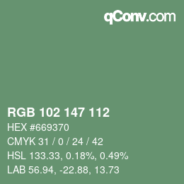 Color code: RGB 102 147 112 | qconv.com