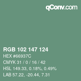 Color code: RGB 102 147 124 | qconv.com