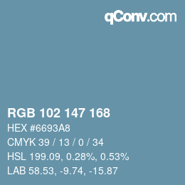 Color code: RGB 102 147 168 | qconv.com