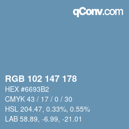Color code: RGB 102 147 178 | qconv.com