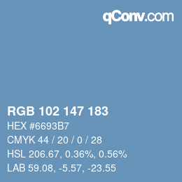 Color code: RGB 102 147 183 | qconv.com