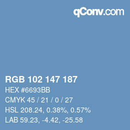 Color code: RGB 102 147 187 | qconv.com