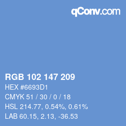 Color code: RGB 102 147 209 | qconv.com
