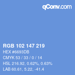 Color code: RGB 102 147 219 | qconv.com