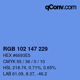 Color code: RGB 102 147 229 | qconv.com