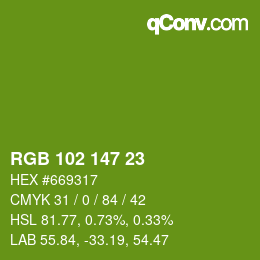 Color code: RGB 102 147 23 | qconv.com