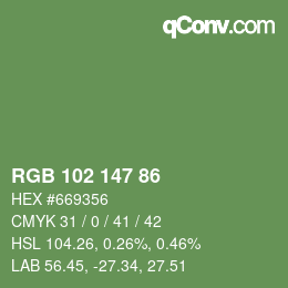カラーコード: RGB 102 147 86 | qconv.com