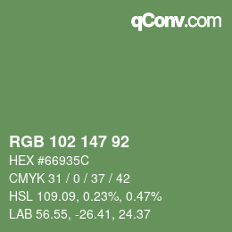 Código de color: RGB 102 147 92 | qconv.com