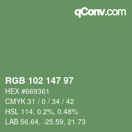Color code: RGB 102 147 97 | qconv.com
