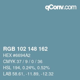 Color code: RGB 102 148 162 | qconv.com