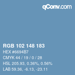 カラーコード: RGB 102 148 183 | qconv.com