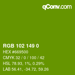 Color code: RGB 102 149 0 | qconv.com