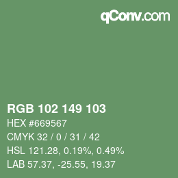 Color code: RGB 102 149 103 | qconv.com