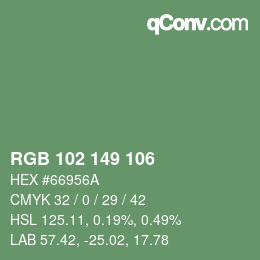 Color code: RGB 102 149 106 | qconv.com