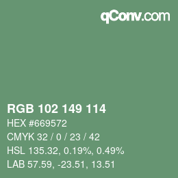 Color code: RGB 102 149 114 | qconv.com