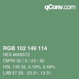 Code couleur: RGB 102 149 114 | qconv.com
