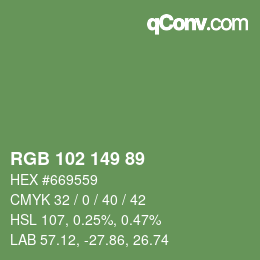 Color code: RGB 102 149 89 | qconv.com