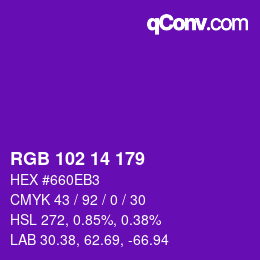 Color code: RGB 102 14 179 | qconv.com