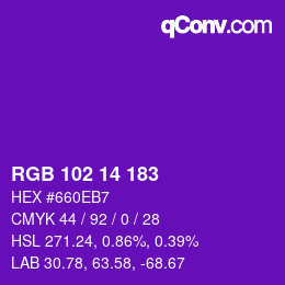 Color code: RGB 102 14 183 | qconv.com