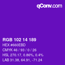 カラーコード: RGB 102 14 189 | qconv.com