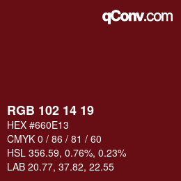 Código de color: RGB 102 14 19 | qconv.com