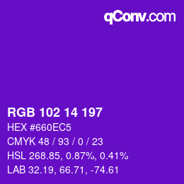 Color code: RGB 102 14 197 | qconv.com