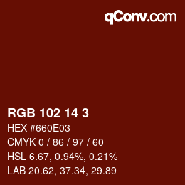 Color code: RGB 102 14 3 | qconv.com