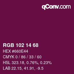 Color code: RGB 102 14 68 | qconv.com
