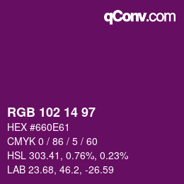 Color code: RGB 102 14 97 | qconv.com
