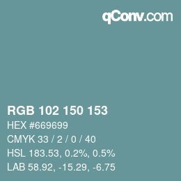 カラーコード: RGB 102 150 153 | qconv.com