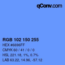 Color code: RGB 102 150 255 | qconv.com