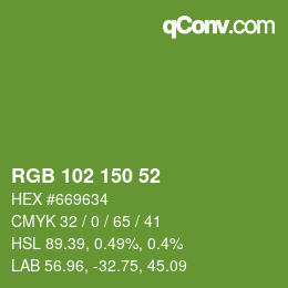 Color code: RGB 102 150 52 | qconv.com