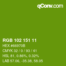 Color code: RGB 102 151 11 | qconv.com