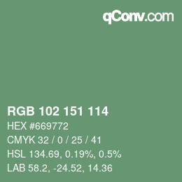 カラーコード: RGB 102 151 114 | qconv.com