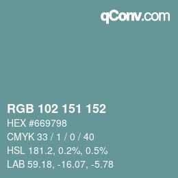 Color code: RGB 102 151 152 | qconv.com